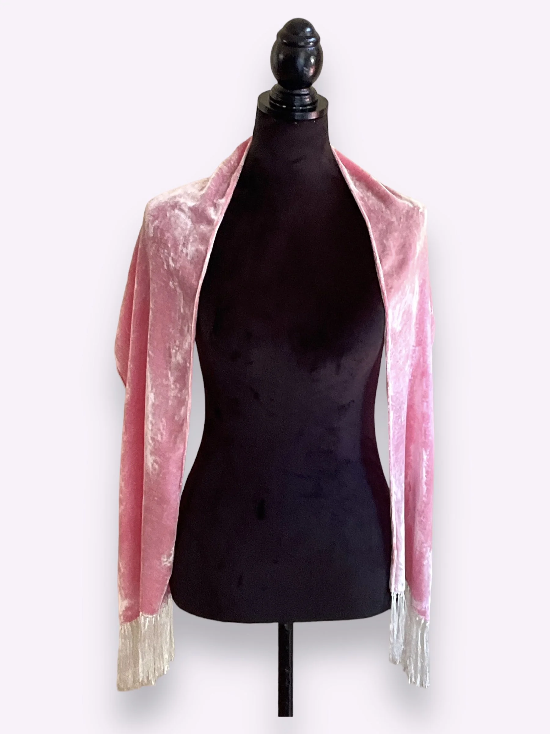 Silk Dyed: Short, 100% Silk Scarf/Fringe.