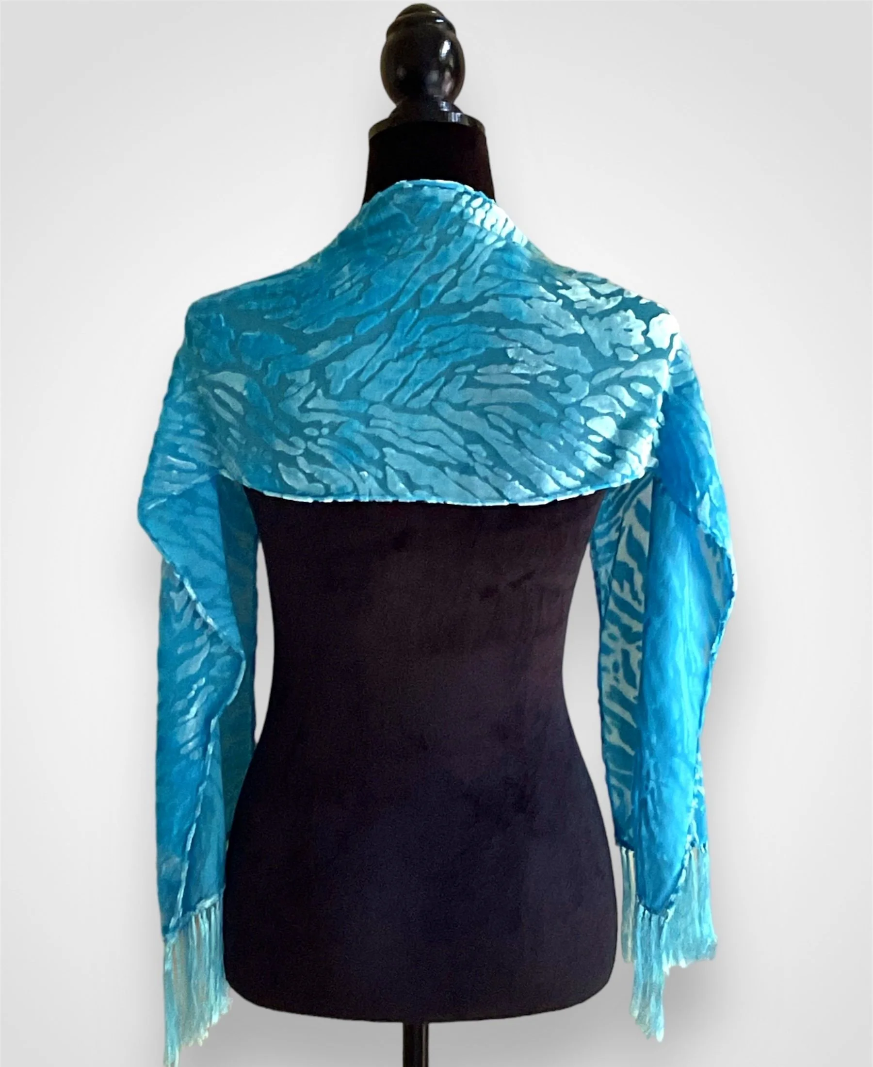 Alter Ego Dyed: Short, 100% Silk Scarf/Fringe.