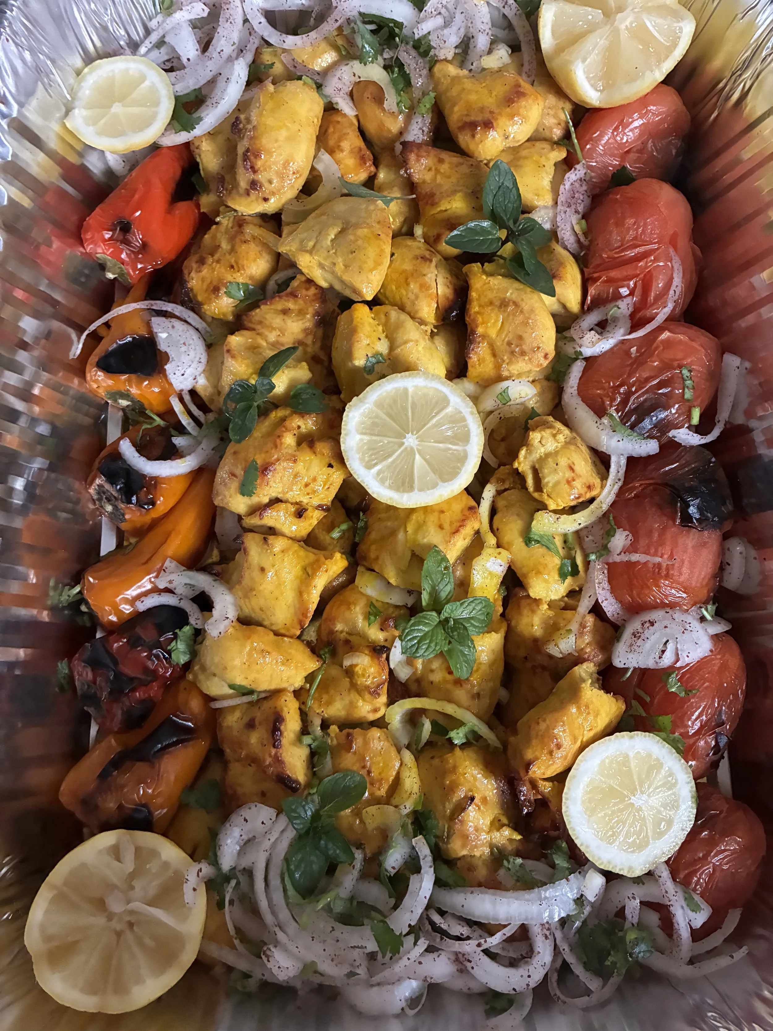 Joojeh Kabob — Saffron Chicken Kabob with tomato &pepper