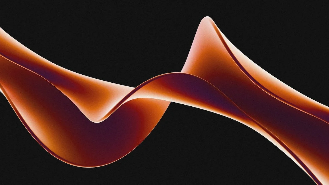 Abstract flowing reddish ribbon on black background