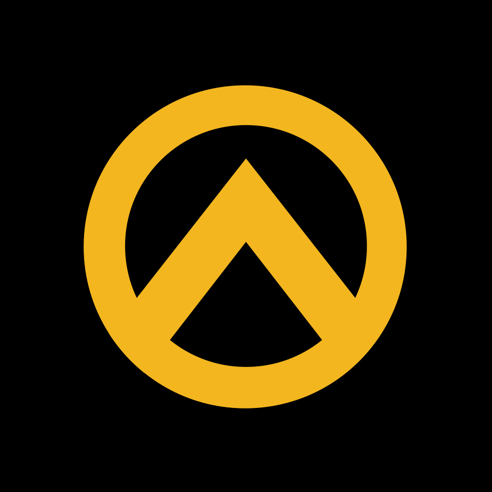 Yellow lambda (Greek letter) on a square black field