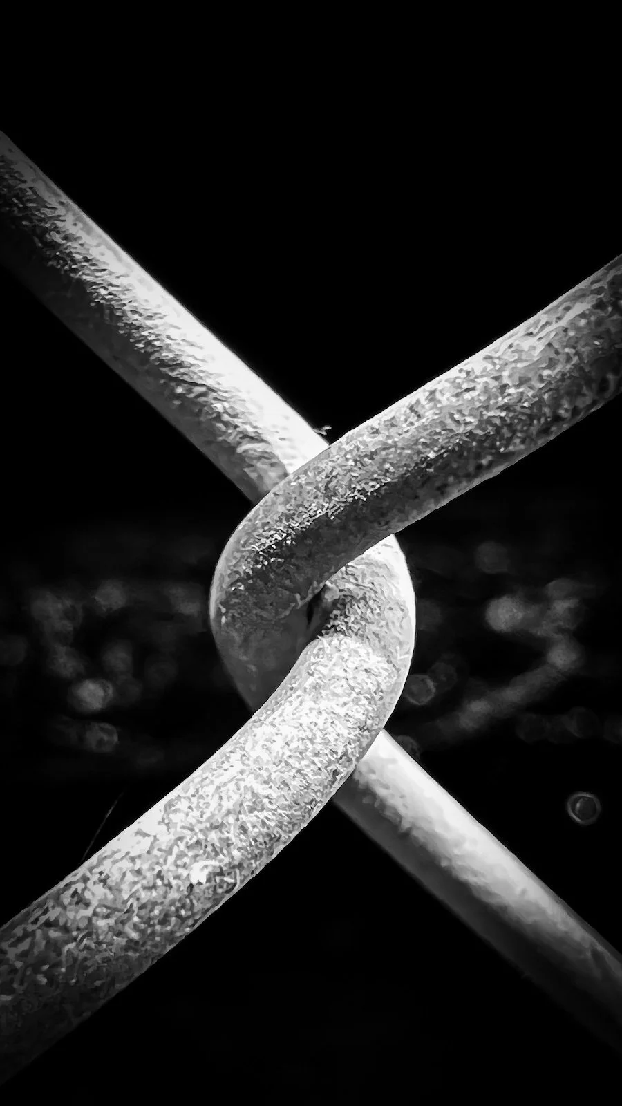Black and white photo of a chain link