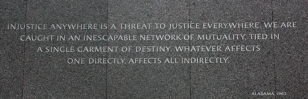Quotation from Martin Luther King, Jr. inscribed on dark grey stone