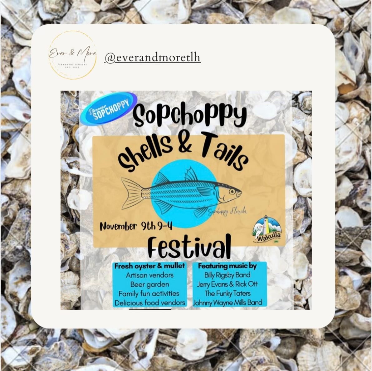 We will be a vendor this Saturday at the Shells &amp; Tails Festival in Sopchoppy! 

We can&rsquo;t wait to see you there 😁⛓️✨