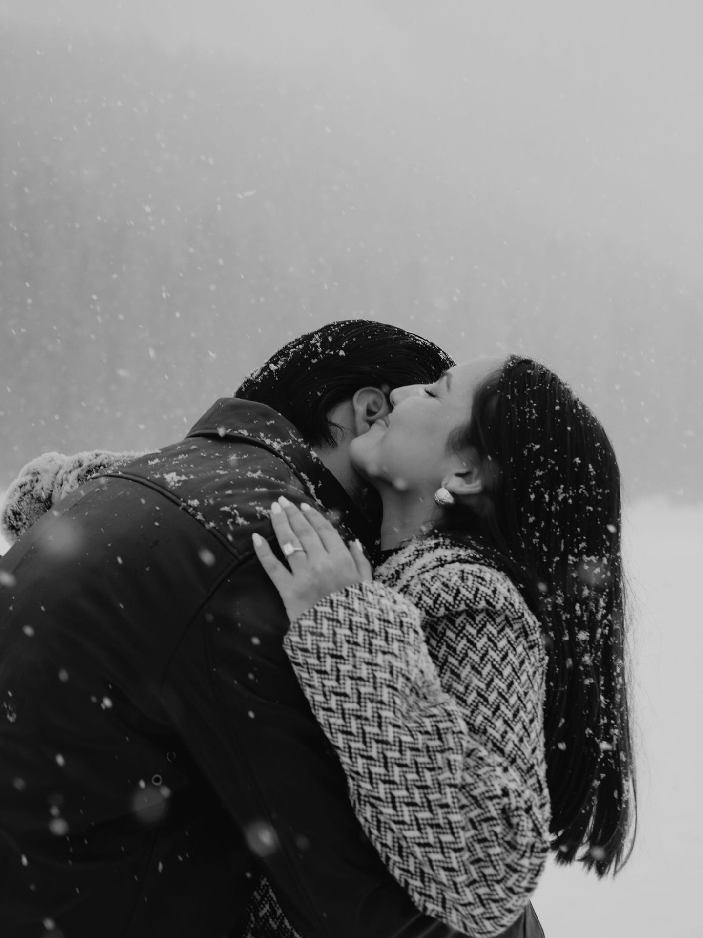 That post proposal feeling in a snowstorm I mean does it get any more romantic than this ?