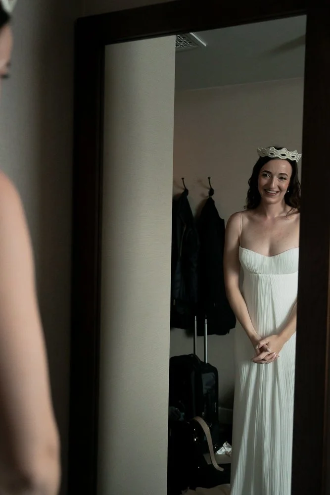 Bride getting ready at The Malcolm Hotel in Canmore