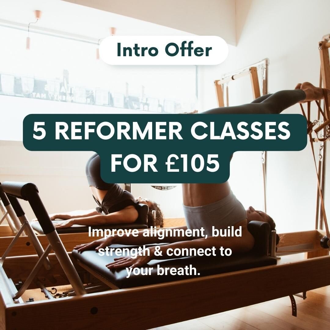 If you haven't joined us, we have the perfect intro offer to get you started. Try our 5 small group reformer classes (yes, our equipment studio only has five reformers!) for &pound;105 and start feeling longer and leaner. Let's get moving together 🤸