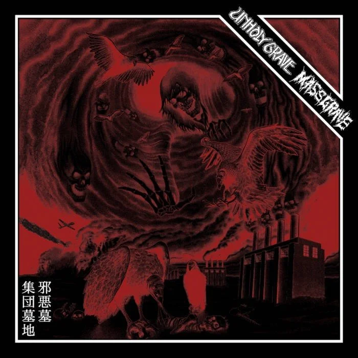 Pleased to announce that the preorder for the Unholy Grave /Mass Grave split LP is finally rolling. This will be out in November.
Still waiting on the Neuroot//Fratricide tests. We&rsquo;ll run preorder for that when we know what is going on. Apologi