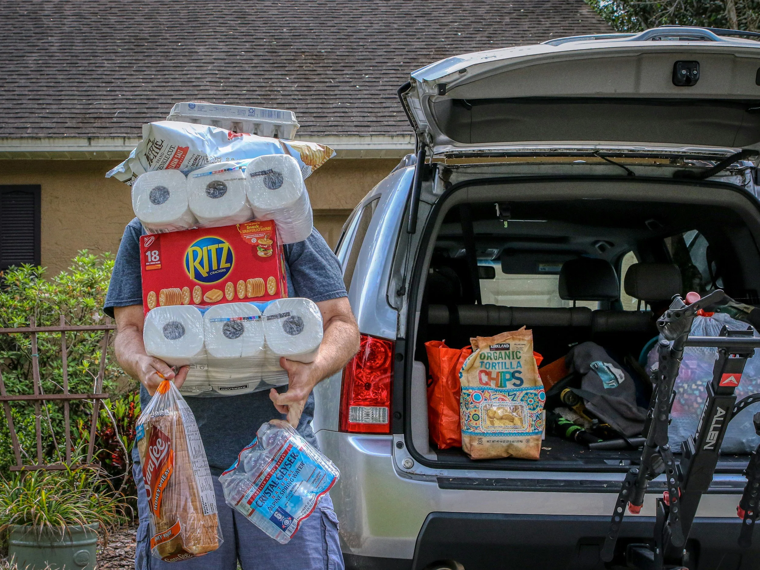 armload of groceries