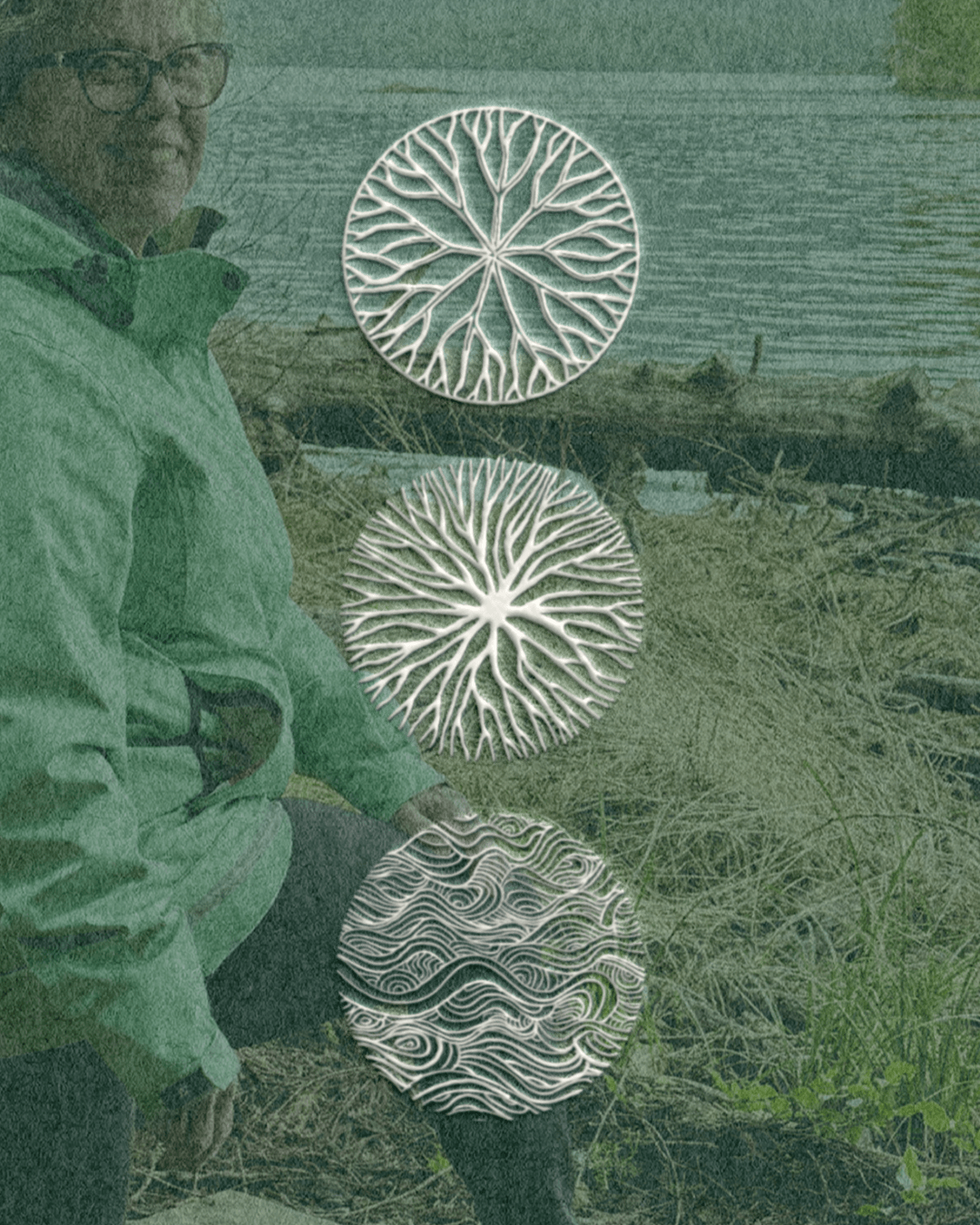 Guided by Gayle brand icon variations displayed over textured outdoor background, representing growth and inner strength