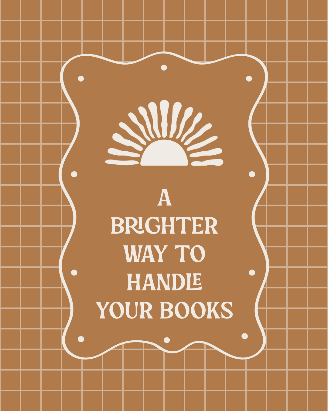 Ameigh Bookkeeping brand graphic with sun icon and tagline “a brighter way to handle your books”