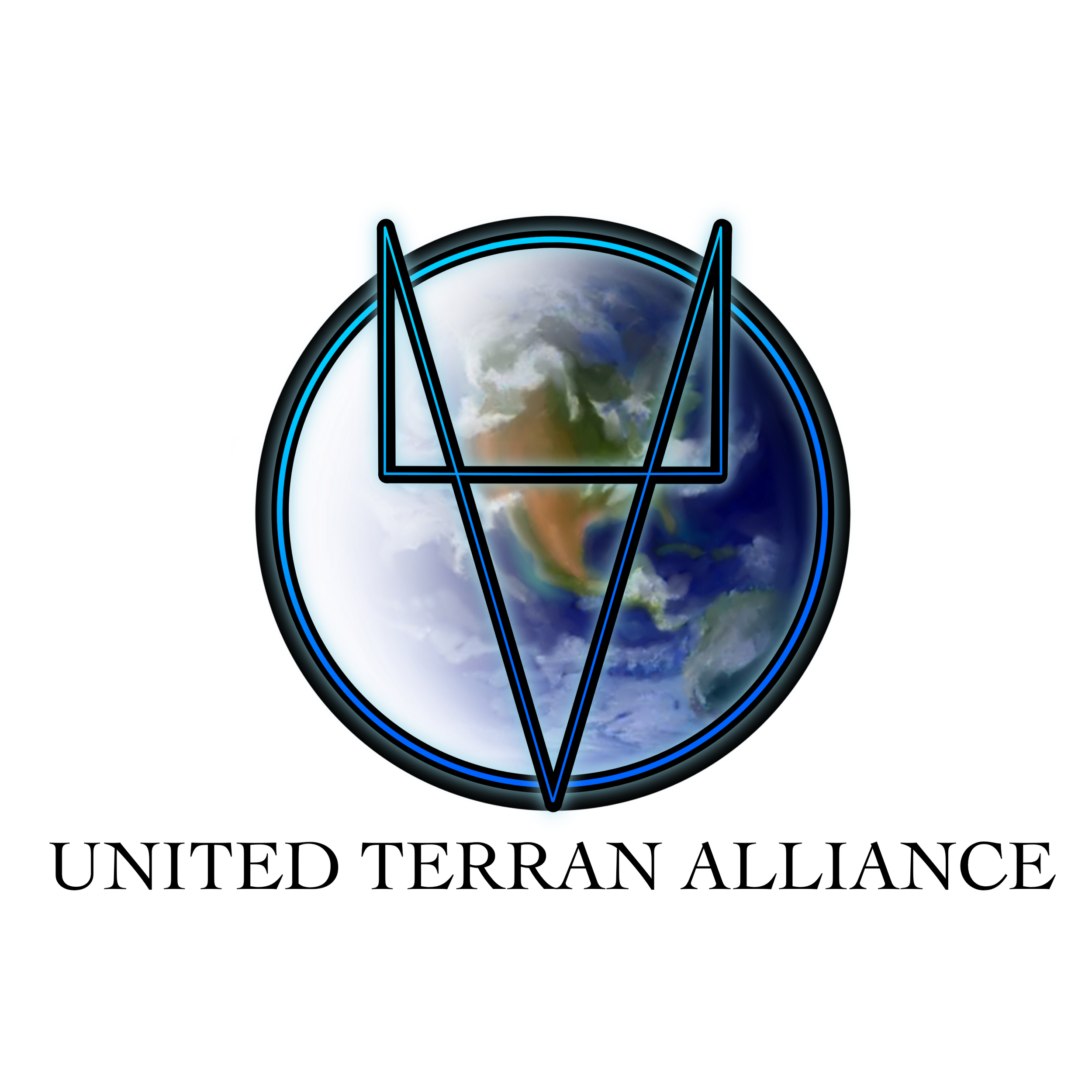 Earth with abstract geometric symbol overlay