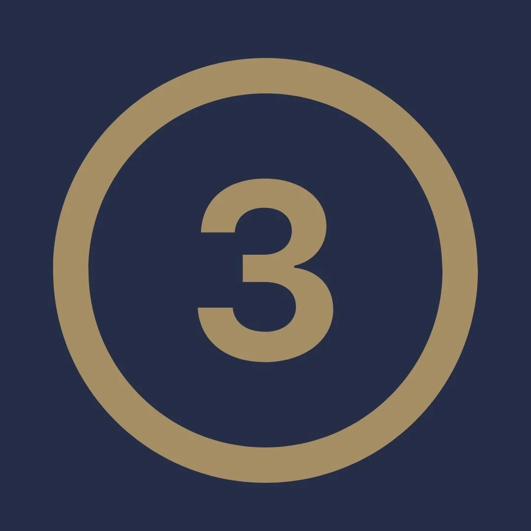 Gold number three in a circle showing the final step to get the help needed to prepare your business for growth