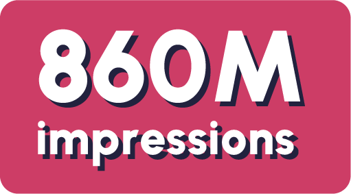 Pop-up reading, "860 million impressions."
