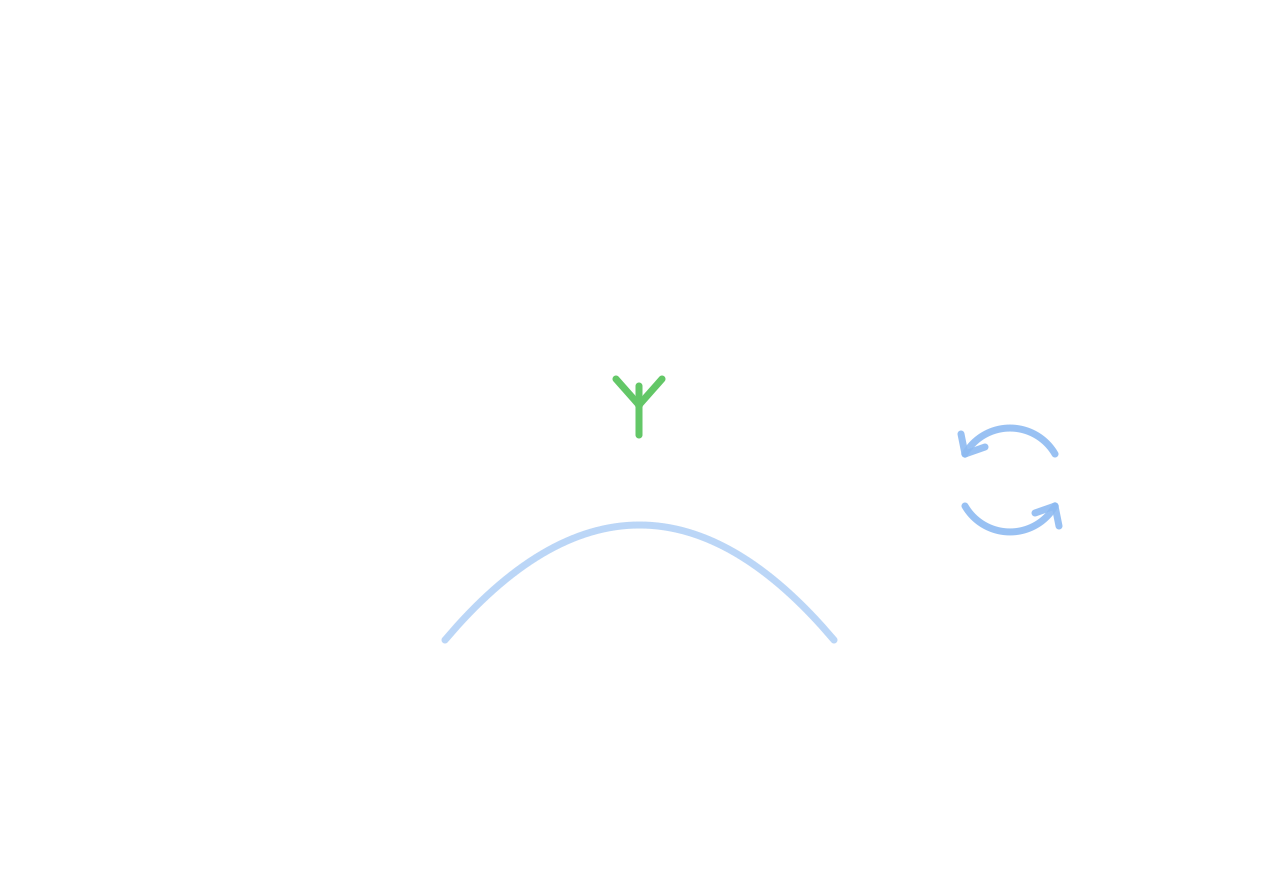 Graphic icon depicting a blue curved line with green vegetation on top to represent a filled landfill with blue "reuse" arrows to represent resource recovery.