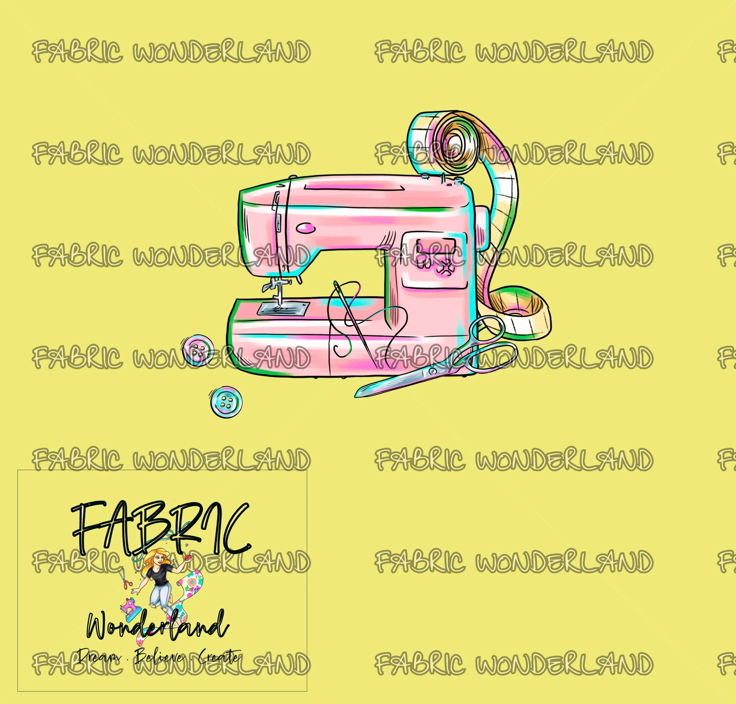 Sewing bits and bobs Panel - Yellow