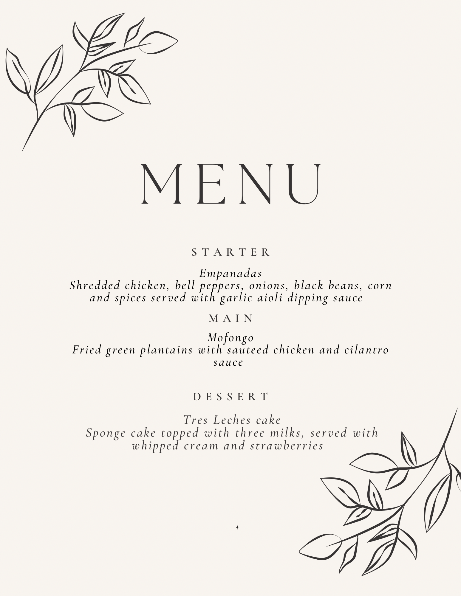 Puerto Rican inspired menu June 6 2023