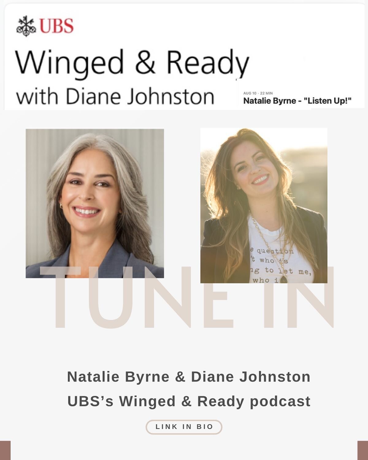 Loved this interview I did with @dobjohnston for her @ubs podcast &lsquo;Winged &amp; Ready&rsquo;! We had such a fun conversation on how to use pivotal moments to create legacy in your everyday. And was so perfect that she named the episode &ldquo;L
