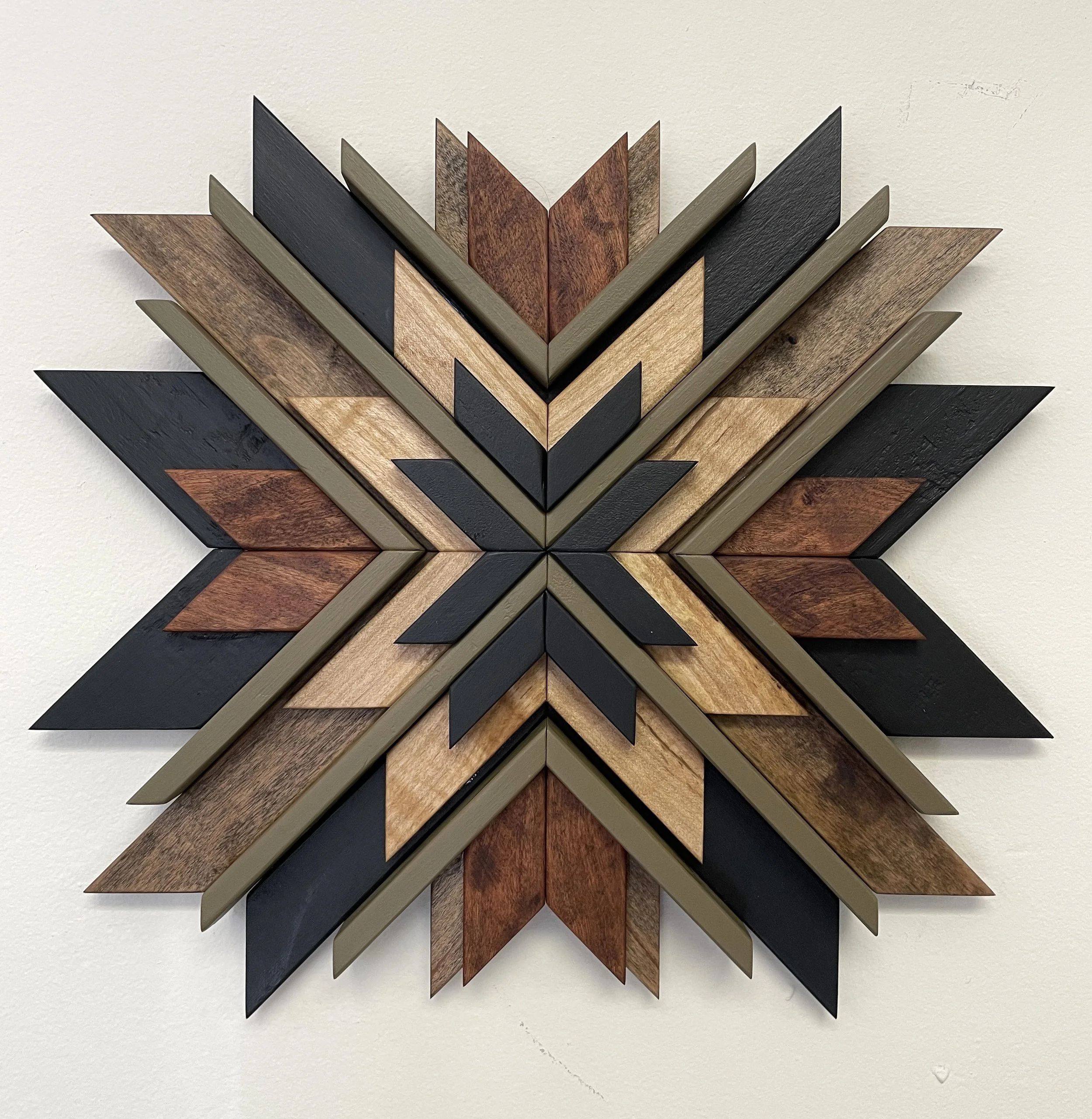 Design option one for a custom mini sunburst style wooden mosaic.
