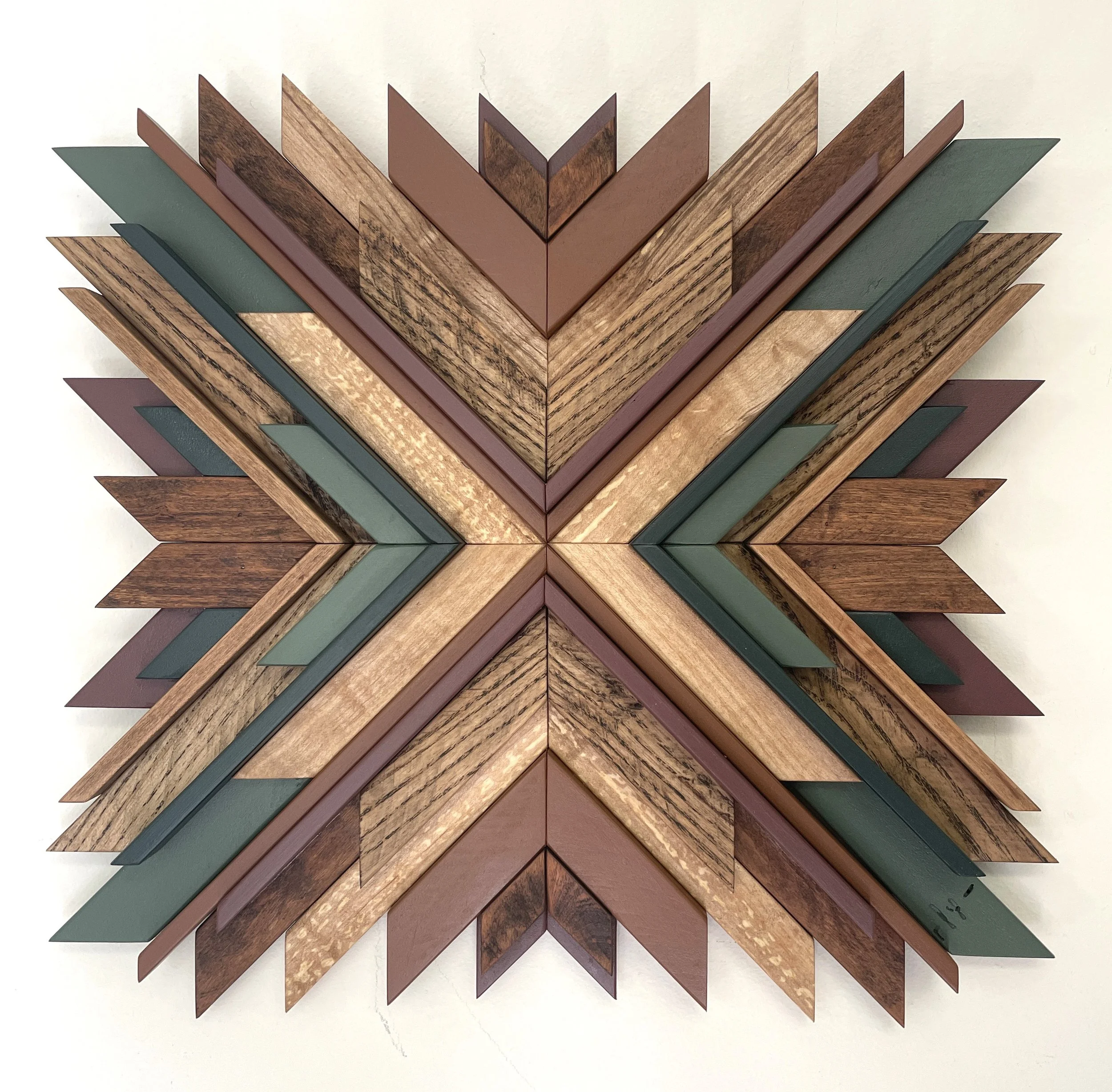 Design option two for a custom small sunburst style wooden mosaic.