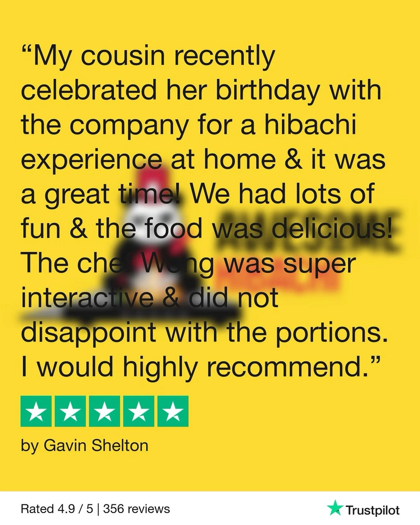 Check out our 5-star review on Trustpilot! #trustpilotreviews#🎊 Get ready for an at-home party experience like no other! With our awesome combination of skillful showmanship, mouthwatering hibachi meals, and a vibrant atmosphere, every party will be