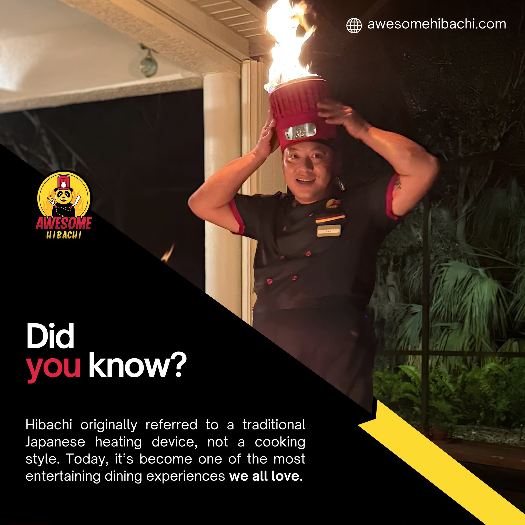 Did you know hibachi didn&rsquo;t even start as a cooking style? 🤯🔥

Originally, &ldquo;hibachi&rdquo; referred to a traditional Japanese heating device, not the fire-filled grill experience we all know today 🍽️

Over time, it evolved into somethi
