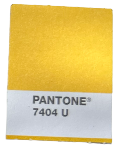 Yellow Pantone color sample labeled 7404 U.