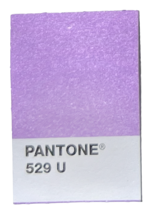 A color swatch labeled Pantone 529 U in a shade of purple.