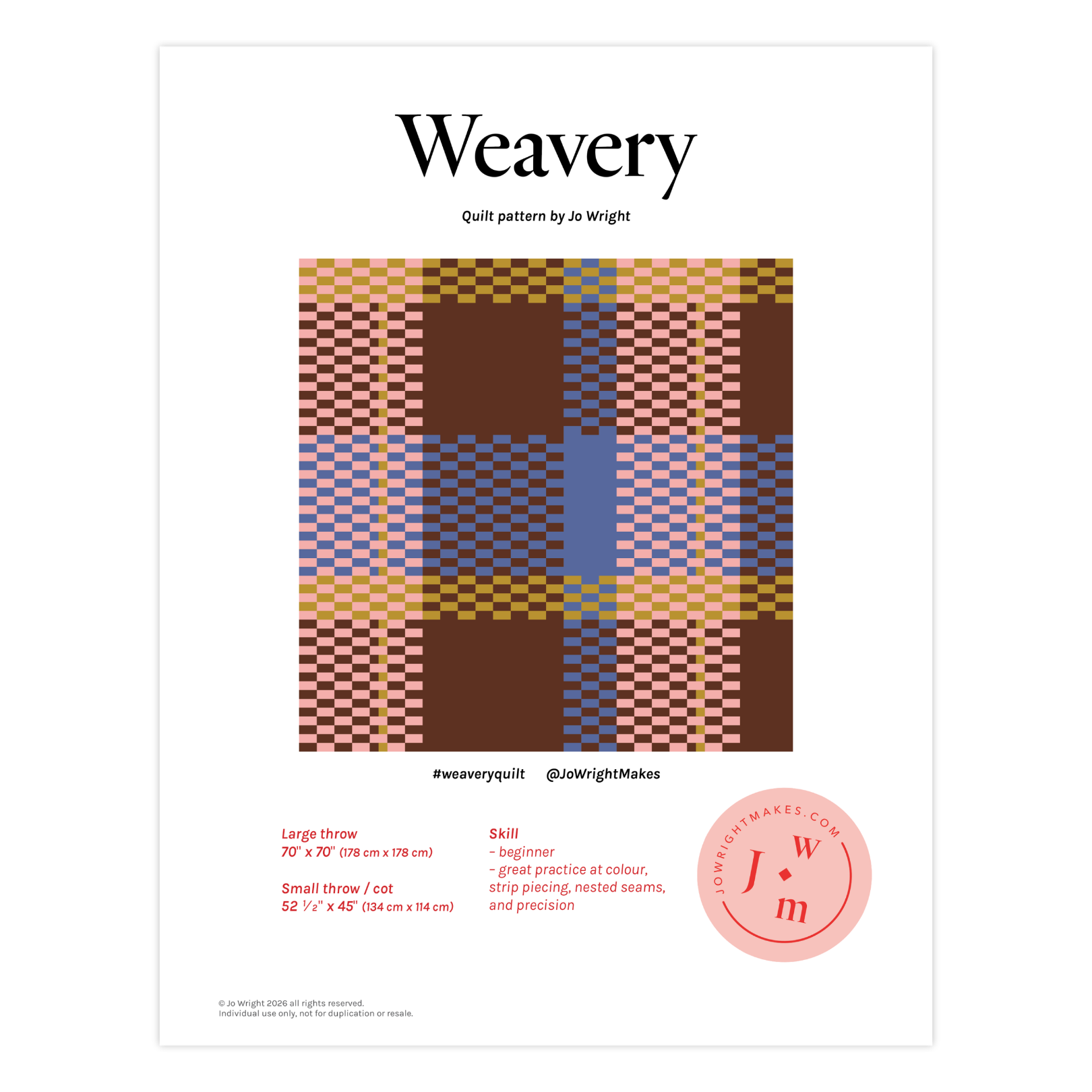 Weavery quilt pattern (PDF)