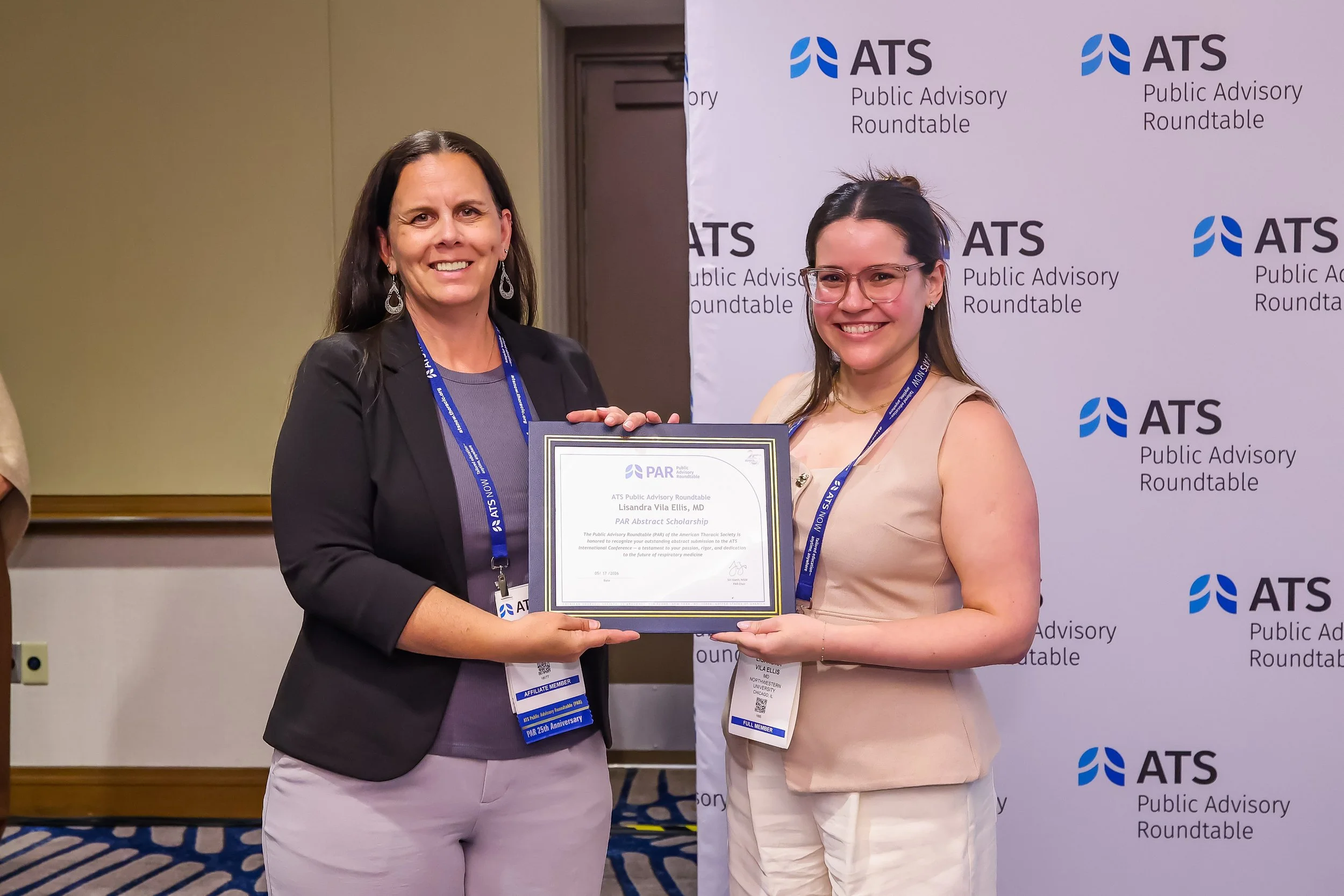 Lisandra received the Public Advisory Roundtable (PAR) Abstract Scholarship from the Alveolar Capillary Dysplasia Association at the ATS International Conference 2026