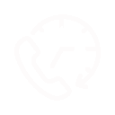 Icon of a telephone receiver with a speedometer or gauge