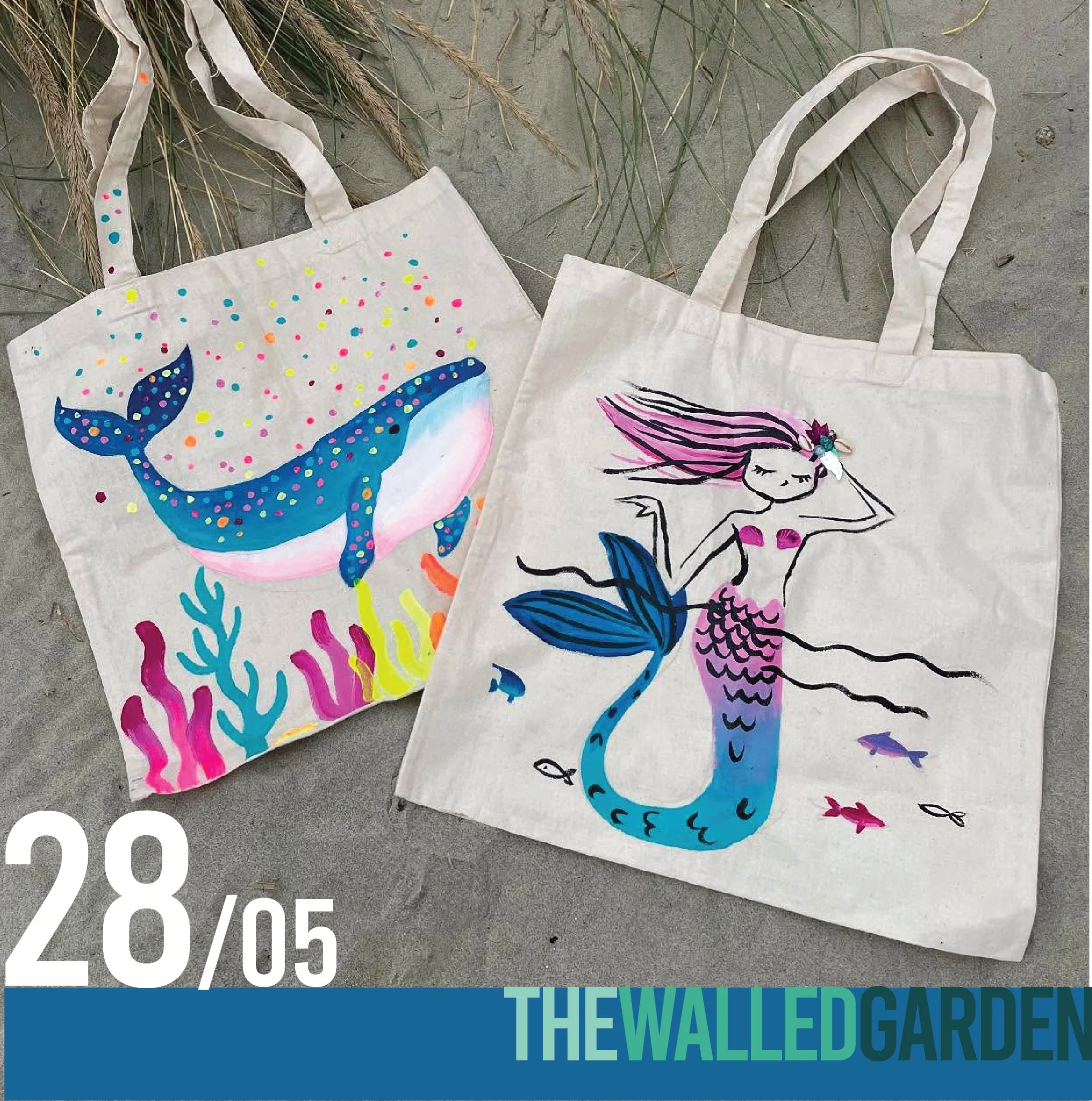 “Decorate A Beach Bag” Family Crafternoon 2pm at The Walled Garden