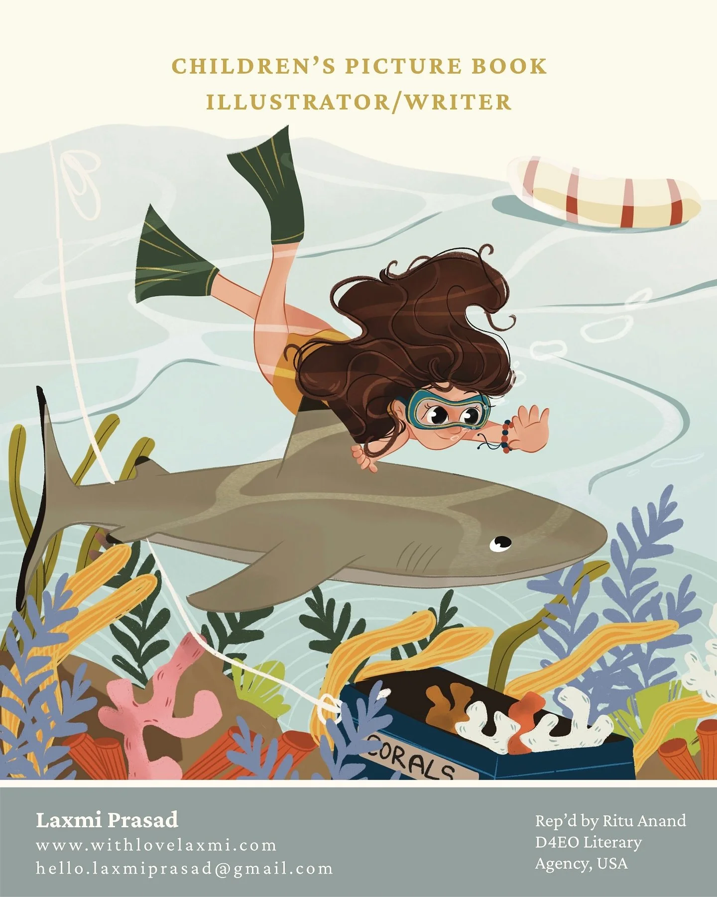 🌊Happy #kidlitpostcard day! 🦈

Dear Art Directors, Writers and Authors, 

I&rsquo;m Laxmi Prasad Wachman, writer, illustrator, here to dream &amp; chase the end of that ocean with a heart full of wonder and excitement, rep&rsquo;d by @rituwrites4ki