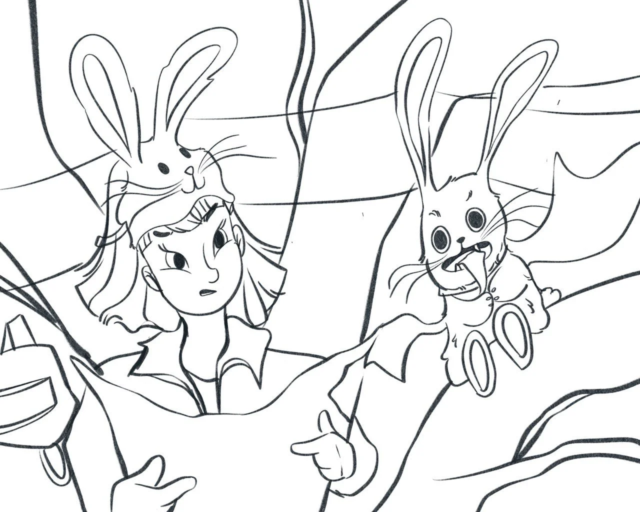 Rabbit and Map Maker Illustration for Childrens Picture Book
