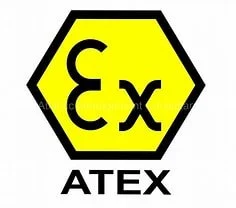 ATEX compliance symbol with hexagon and "Ex" inside