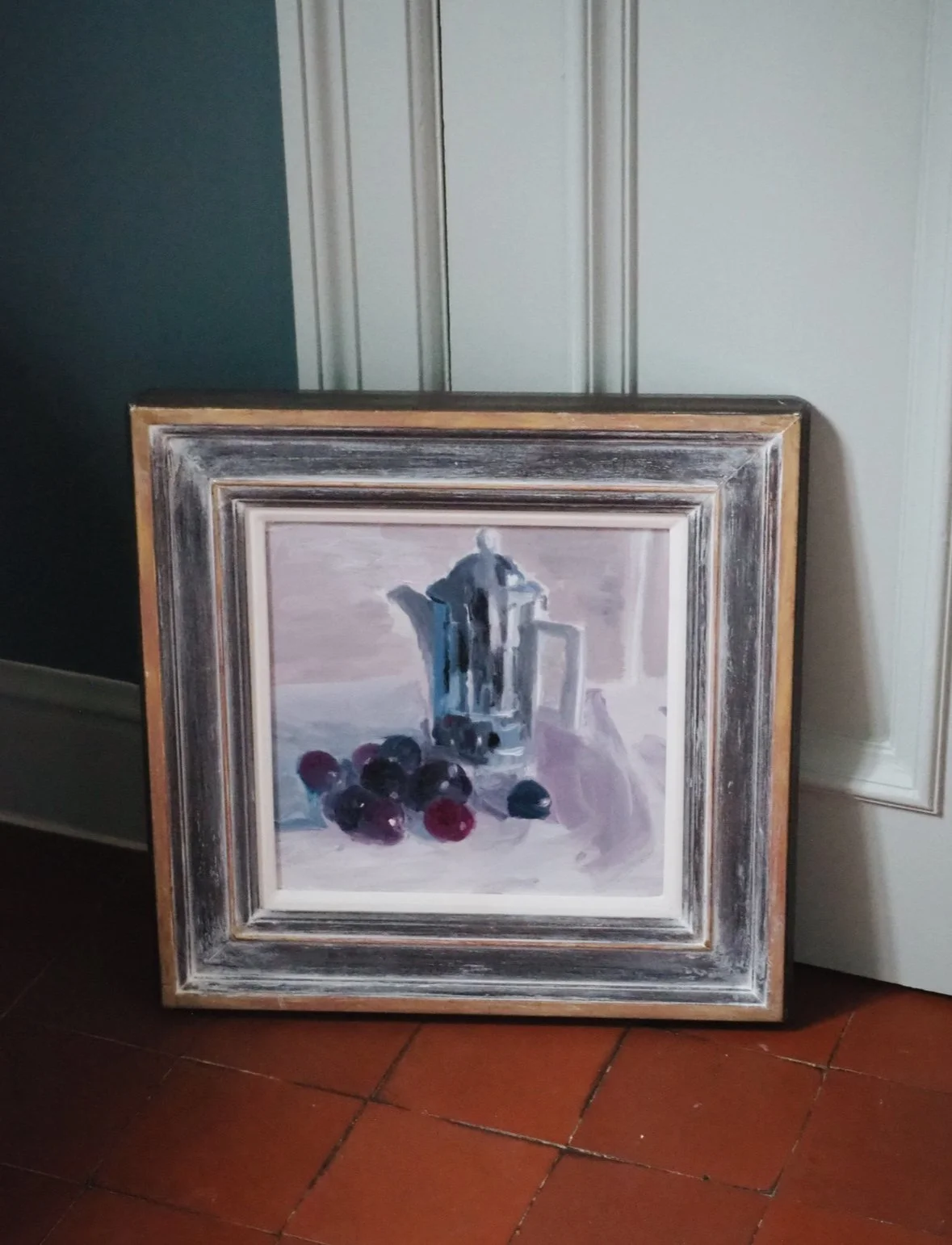 still life, coffee pot & plums | VIKTOR REBERNAK