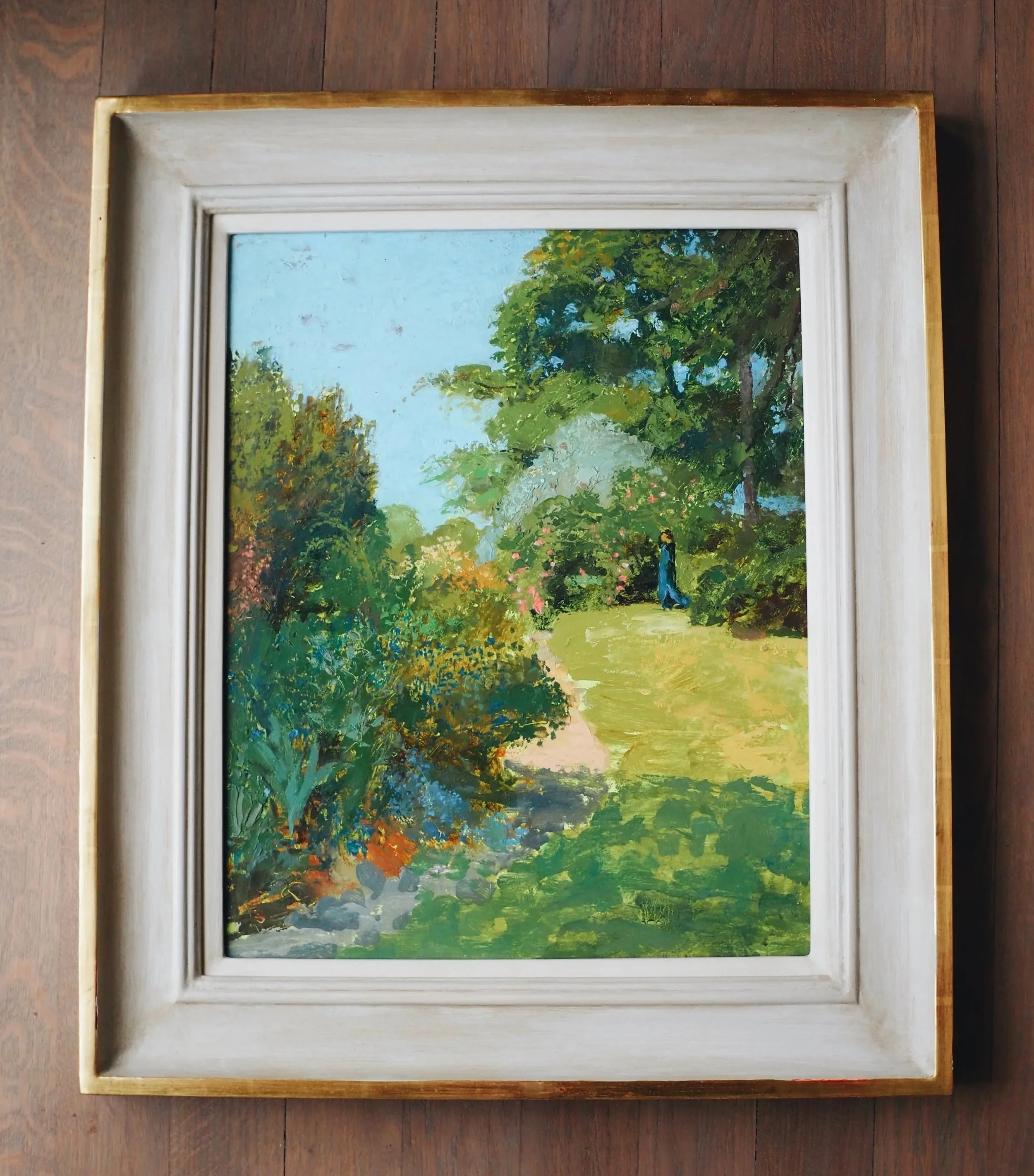 lady in blue, in the garden  | LIONEL BULMER