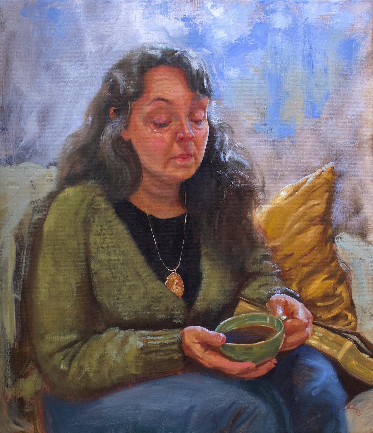 &sbquo;Until the tea grew cold&lsquo; - Chrystal. A recent portrait painting. Oil on linen.