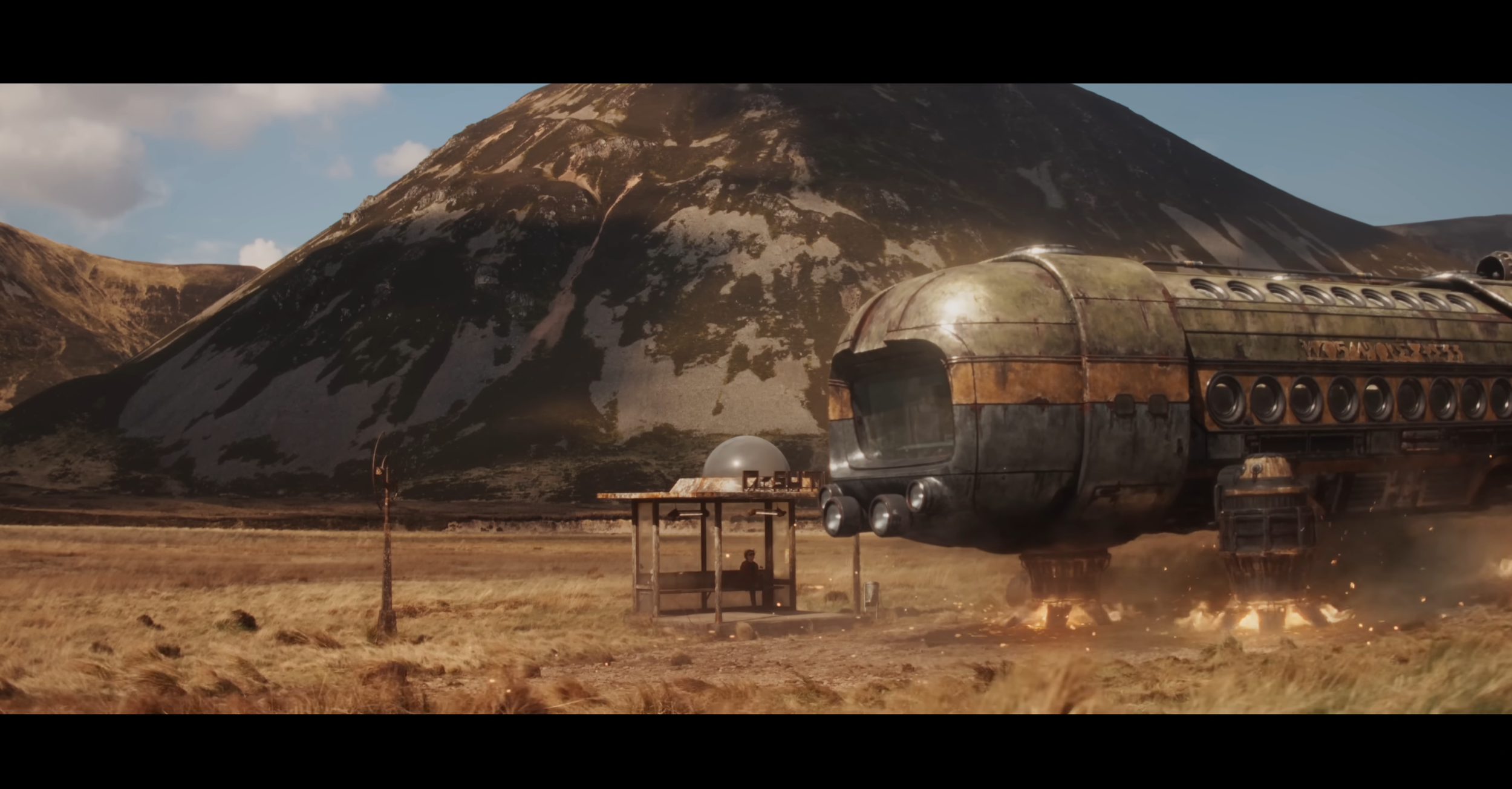 The crusty old space bus sputters as it lands. Trailer still.