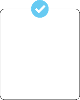 A checkmark inside a blue circle above the letter 'A' with a black background.