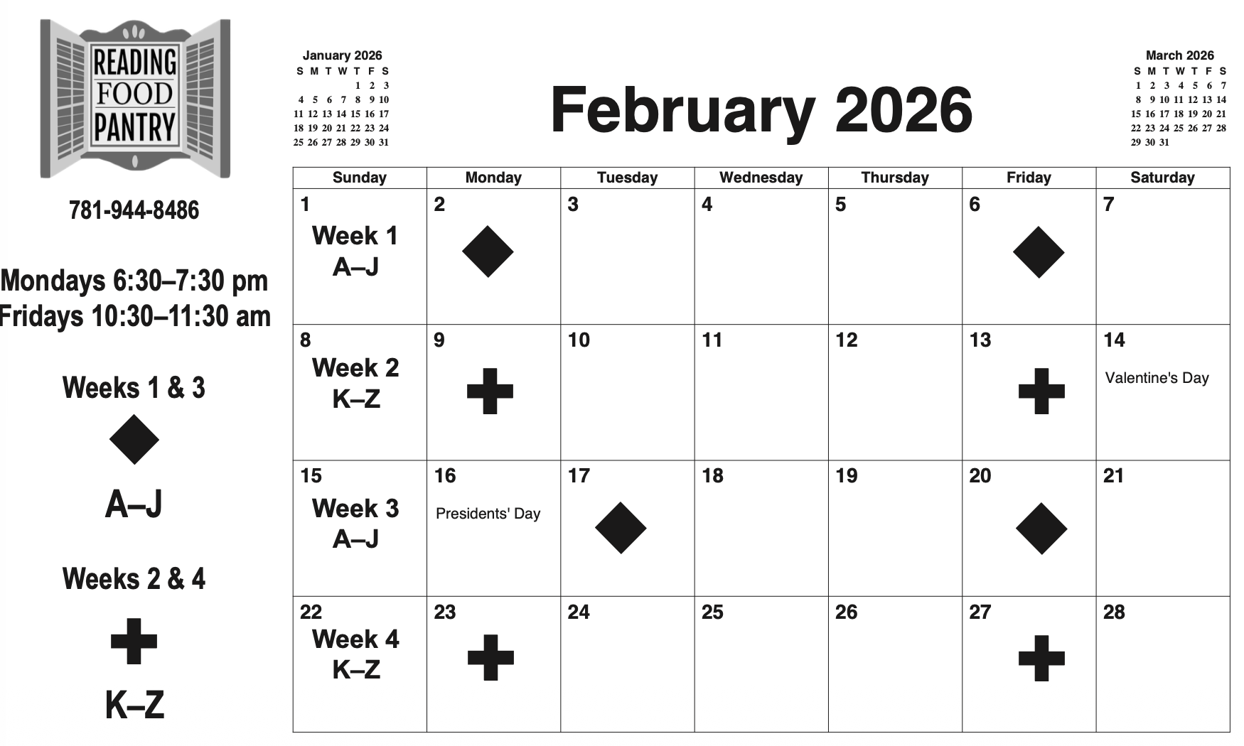 February Calendar Schedule