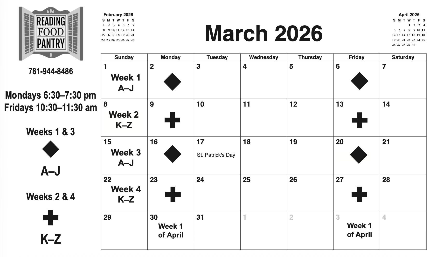 March Calendar Schedule