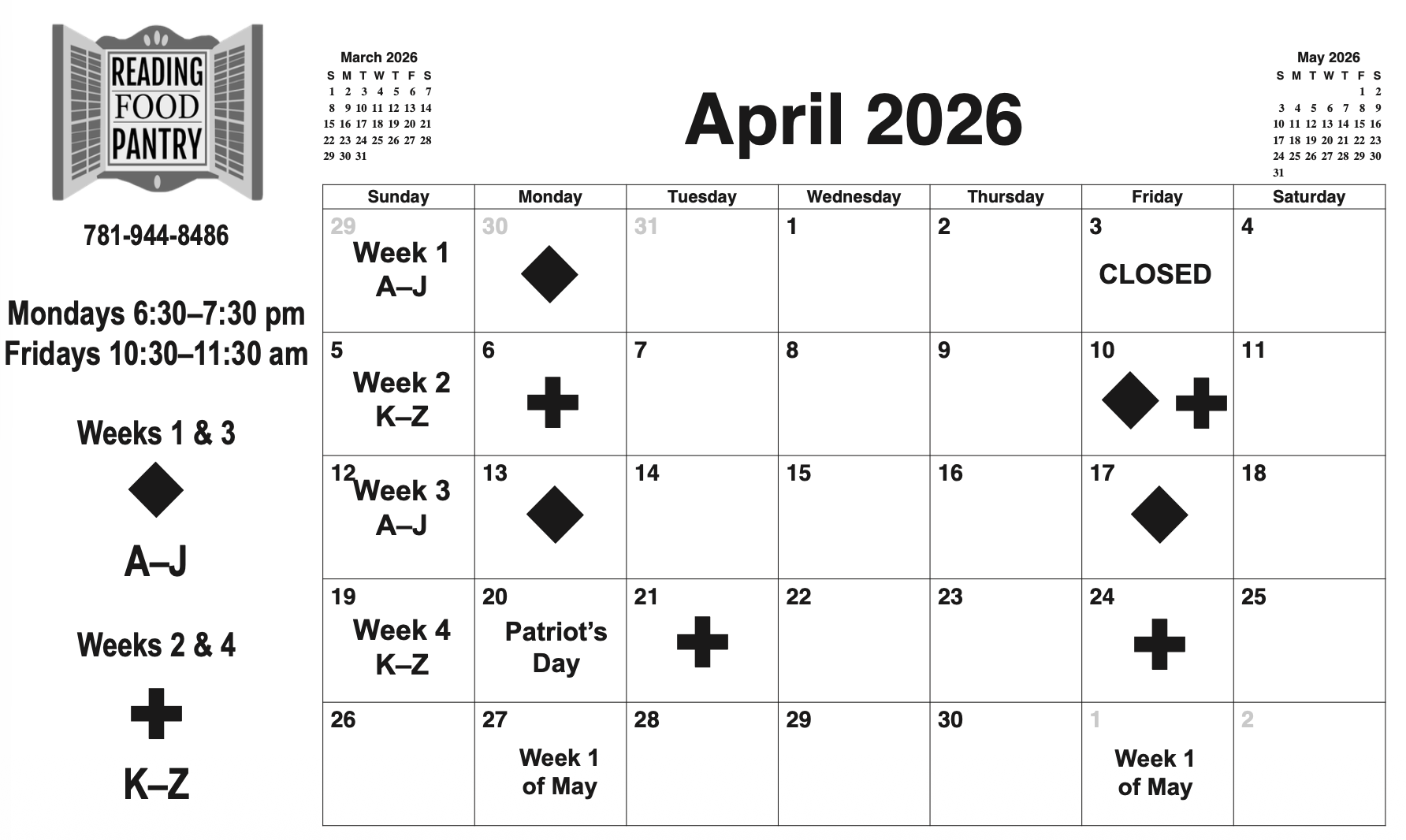 April Calendar Schedule