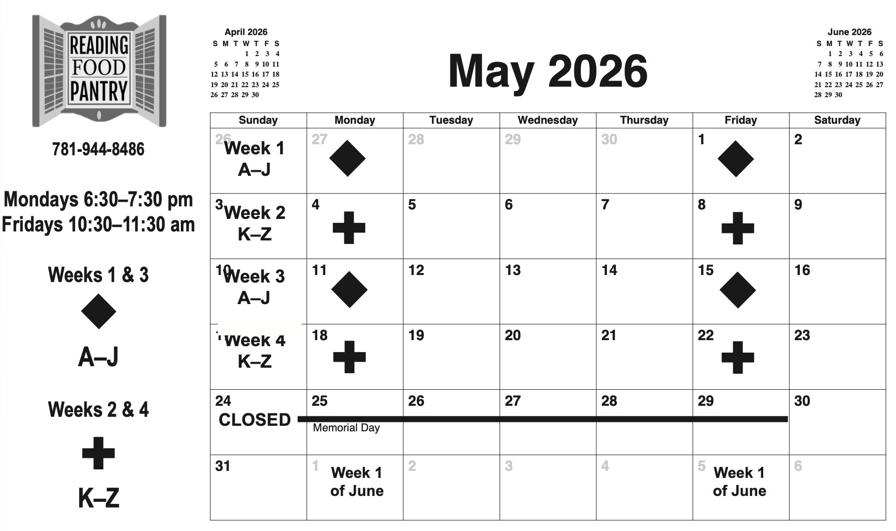May Calendar Schedule