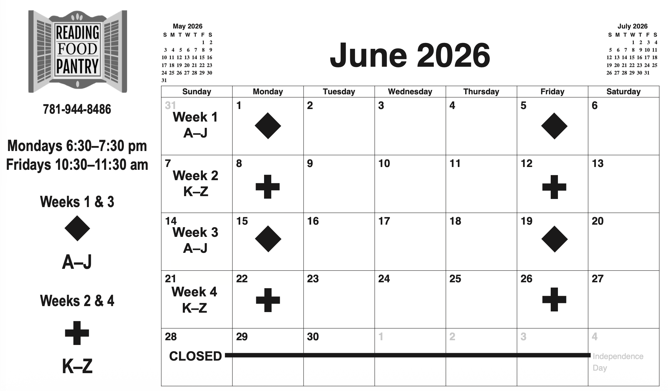 June Calendar Schedule