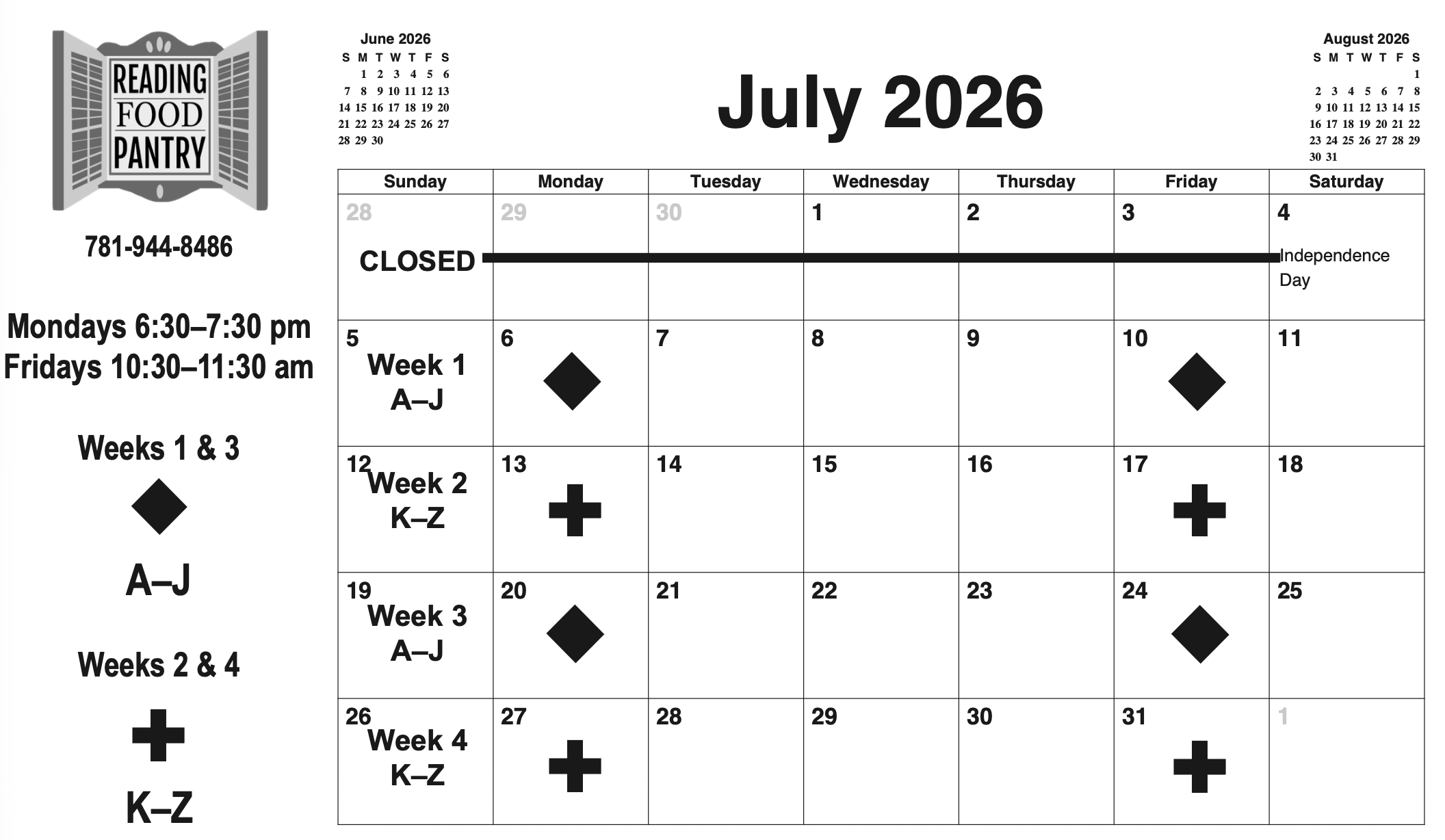 July Calendar Schedule