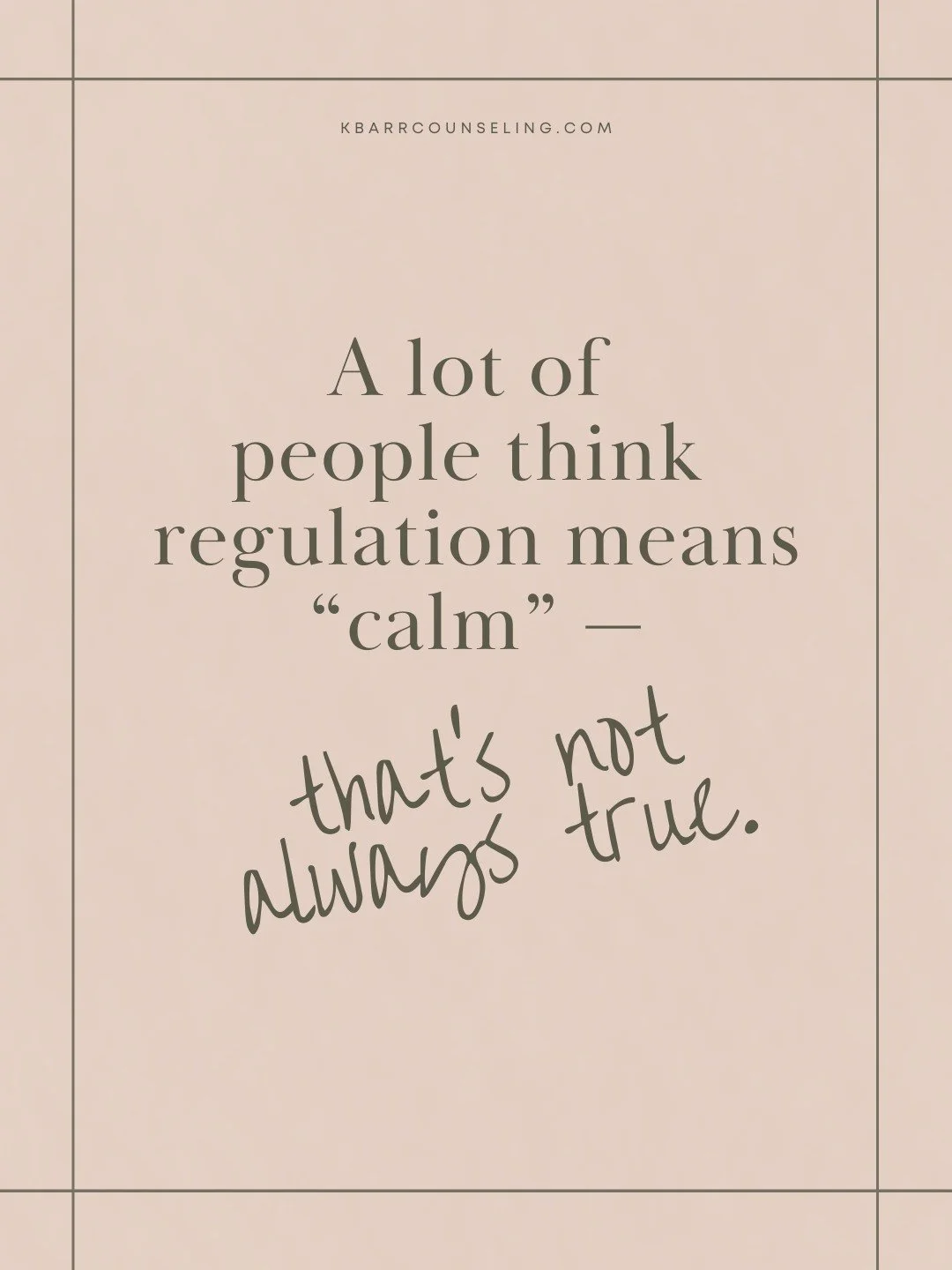 I often hear people praise this idea of being regulated all the time and what a 'superpower' that is, but that isn't really what being regulated means. Being regulated is about your nervous system being flexible and able to recover from moments of di