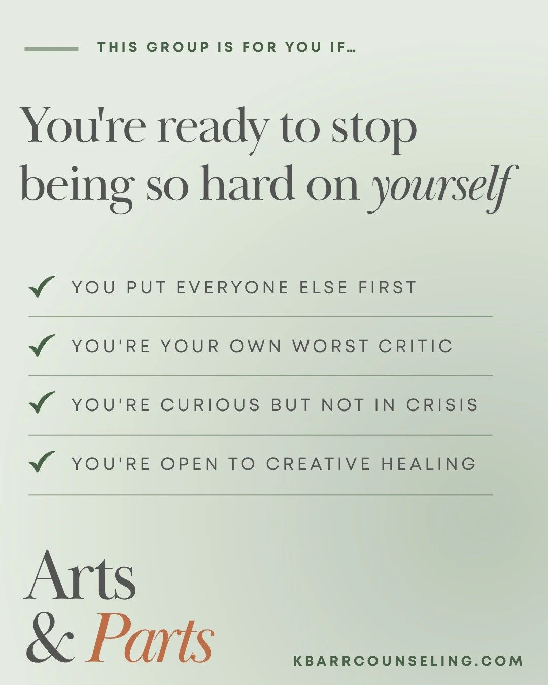 This group is for you if you're tired of being your own harshest critic.
Arts &amp; Parts is a four-week therapeutic group that uses painting, sculpture, and guided writing to help you understand the parts of you that keep showing up &mdash; the one 