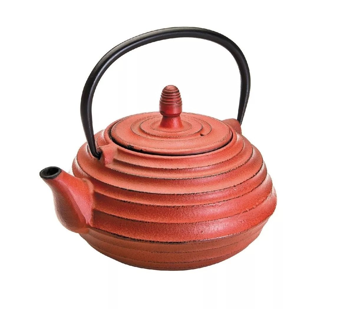 Red Ceylon Cast Iron Teapot. 0.85L.