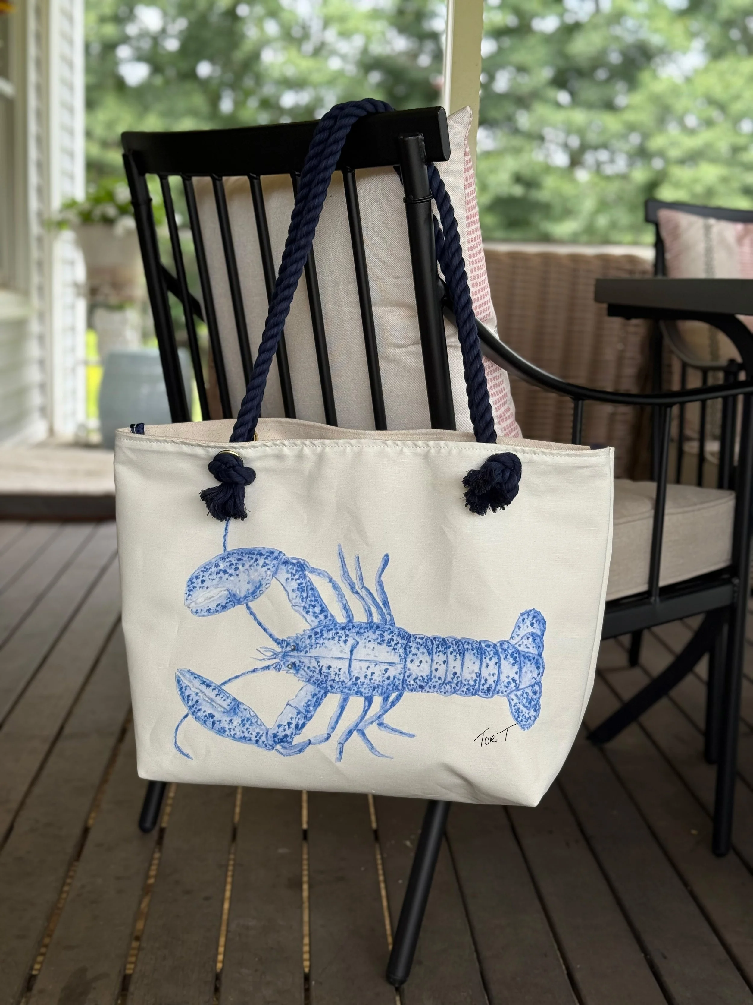Signed Blue Lobster Rope Tote.jpg
